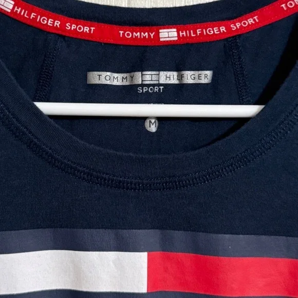 Tommy Hilfiger Sport Womens Navy Blue Flag Stripe Tank Top Medium - Picture 4 of 6